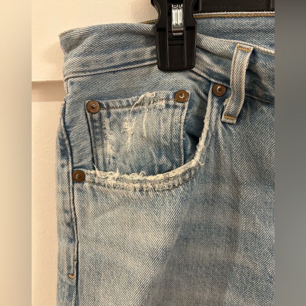 Agolde Jaime Light Wash Distressed Button Fly Jea… - image 4